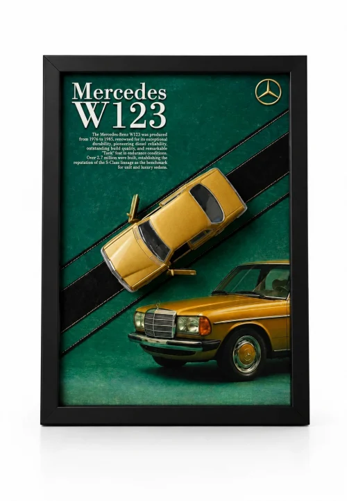 Benz W123 3D Car Frame Wall Art