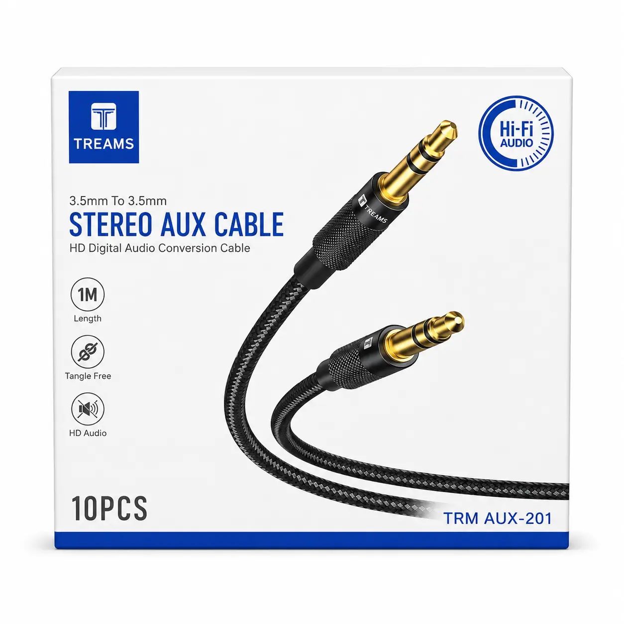 TREAMS TRM AUX-201 3.5mm Stereo AUX Audio Cable (1 Meter)