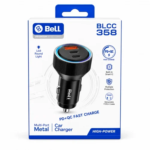 Metal Car Charger with Retractable Type-C Cable